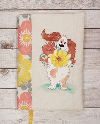 Рисувана подвързия за книга "Куче с букет"