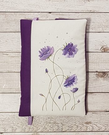 Рисувана подвързия за книга "Лилави цветя"