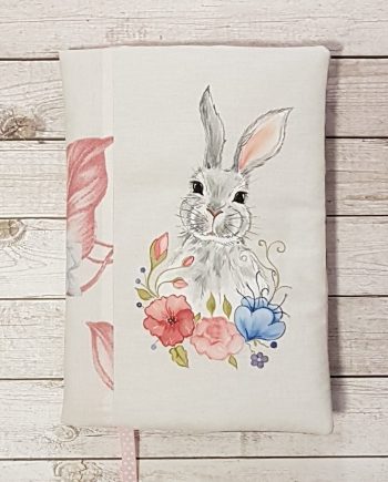 Рисувана подвързия за книга "Зайче с цветя"
