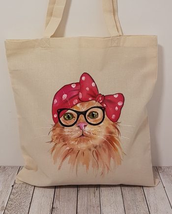 Рисувана текстилна торба "Коте кокетка"